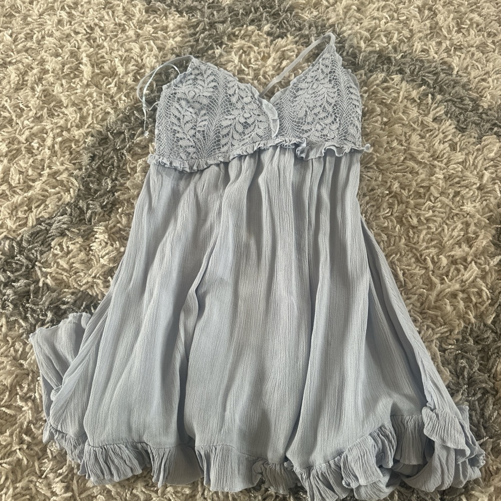 Lace Trim Light Blue dress